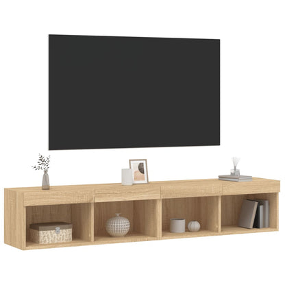 Móveis de TV com luzes LED 2 pcs 80x30x30 cm carvalho sonoma