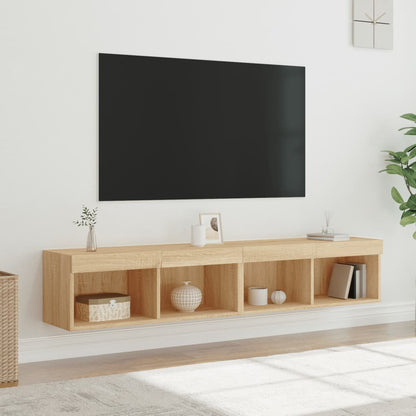 Móveis de TV com luzes LED 2 pcs 80x30x30 cm carvalho sonoma