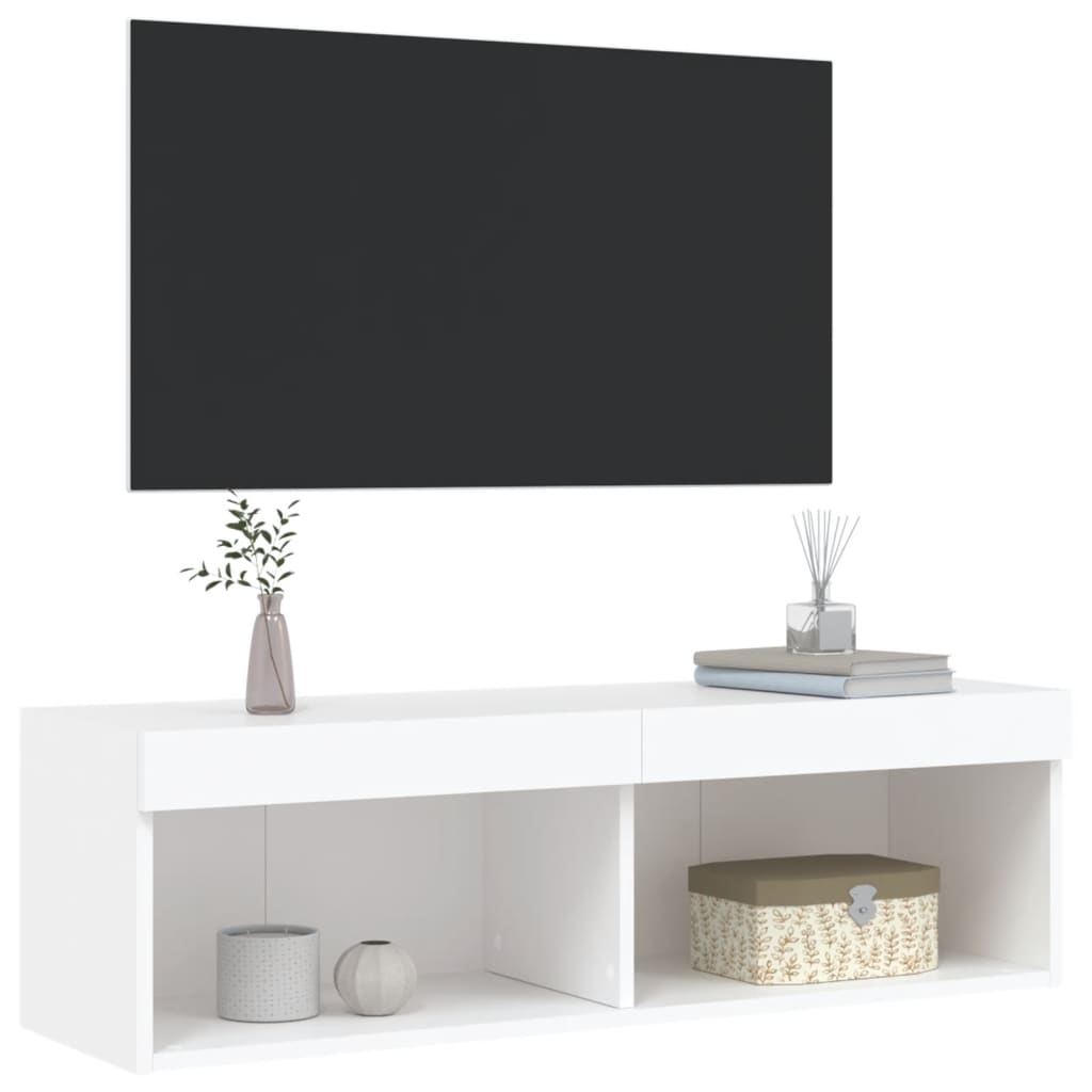 Móvel de TV com luzes LED 100x30x30 cm branco