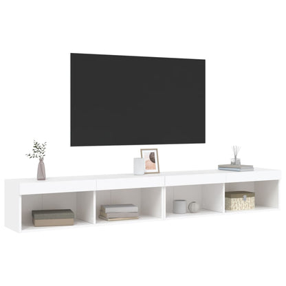 Móveis de TV com luzes LED 2 pcs 100x30x30 cm branco