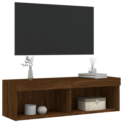 Móvel de TV com luzes LED 100x30x30 cm carvalho castanho