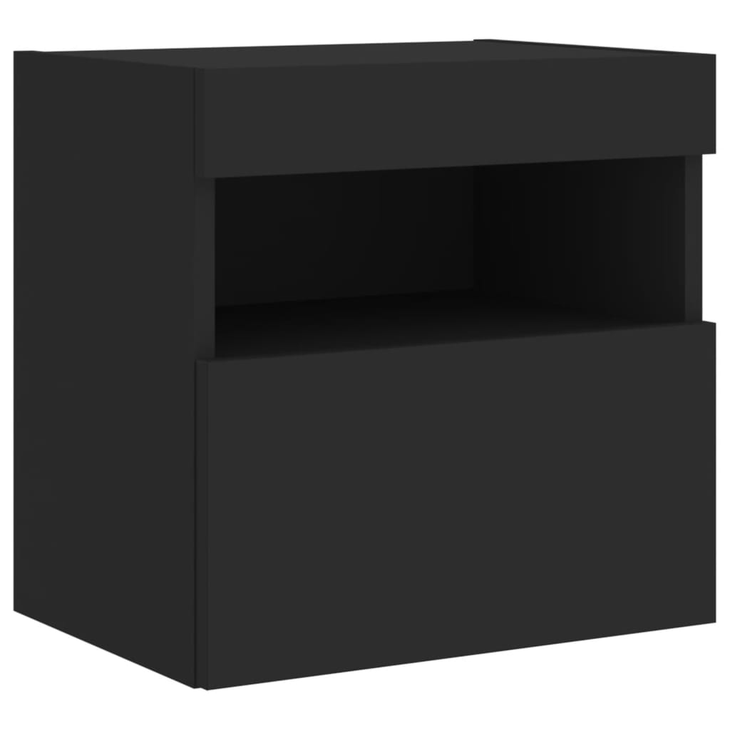 Móvel de parede para TV com luzes LED 40x30x40 cm preto