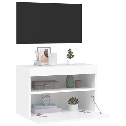 Móvel de parede para TV com luzes LED 60x30x40 cm branco