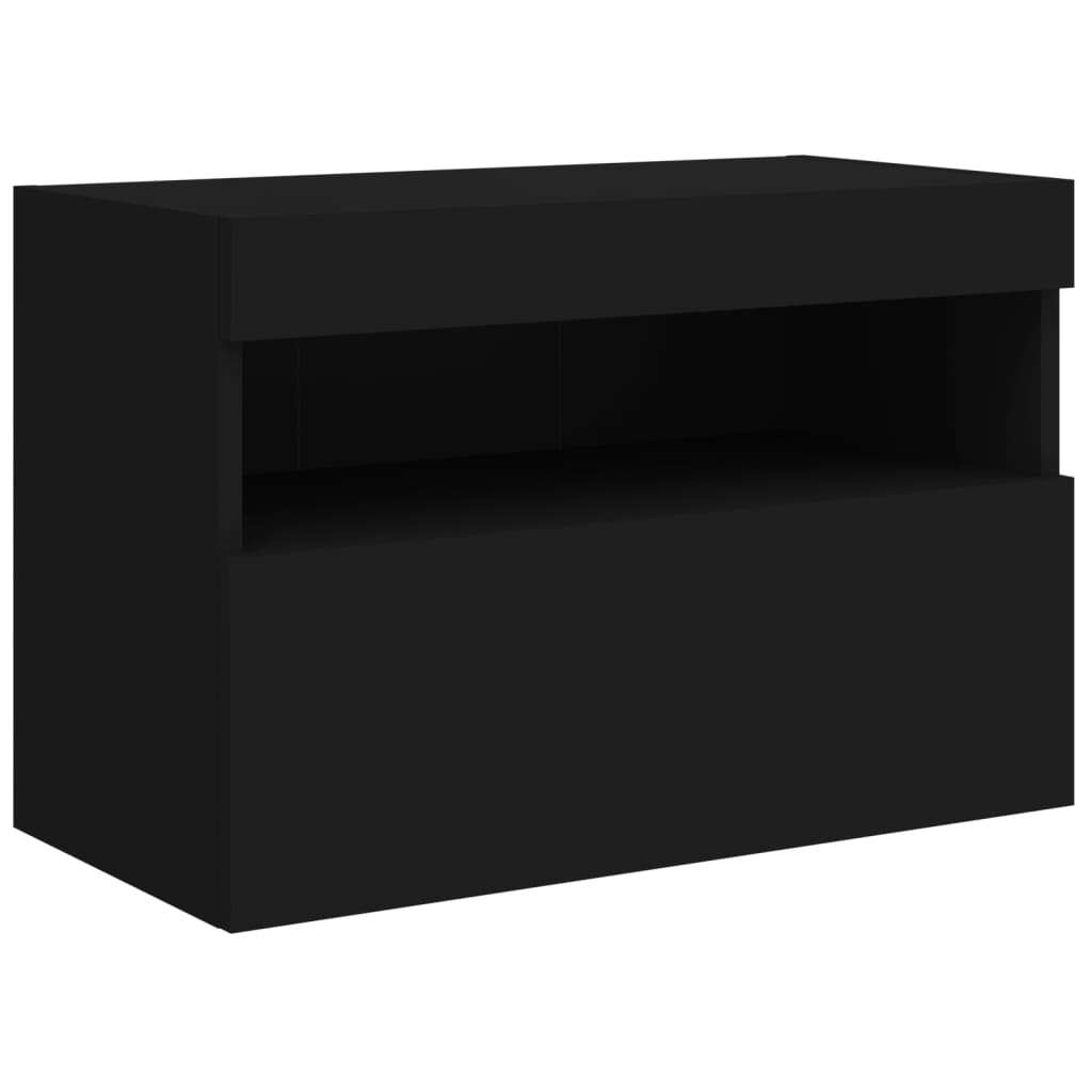 Móvel de parede para TV com luzes LED 60x30x40 cm preto