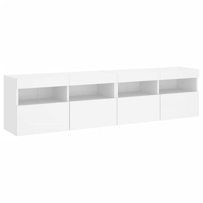 Móveis de parede p/ TV com luzes LED 2 pcs 80x30x40 cm branco