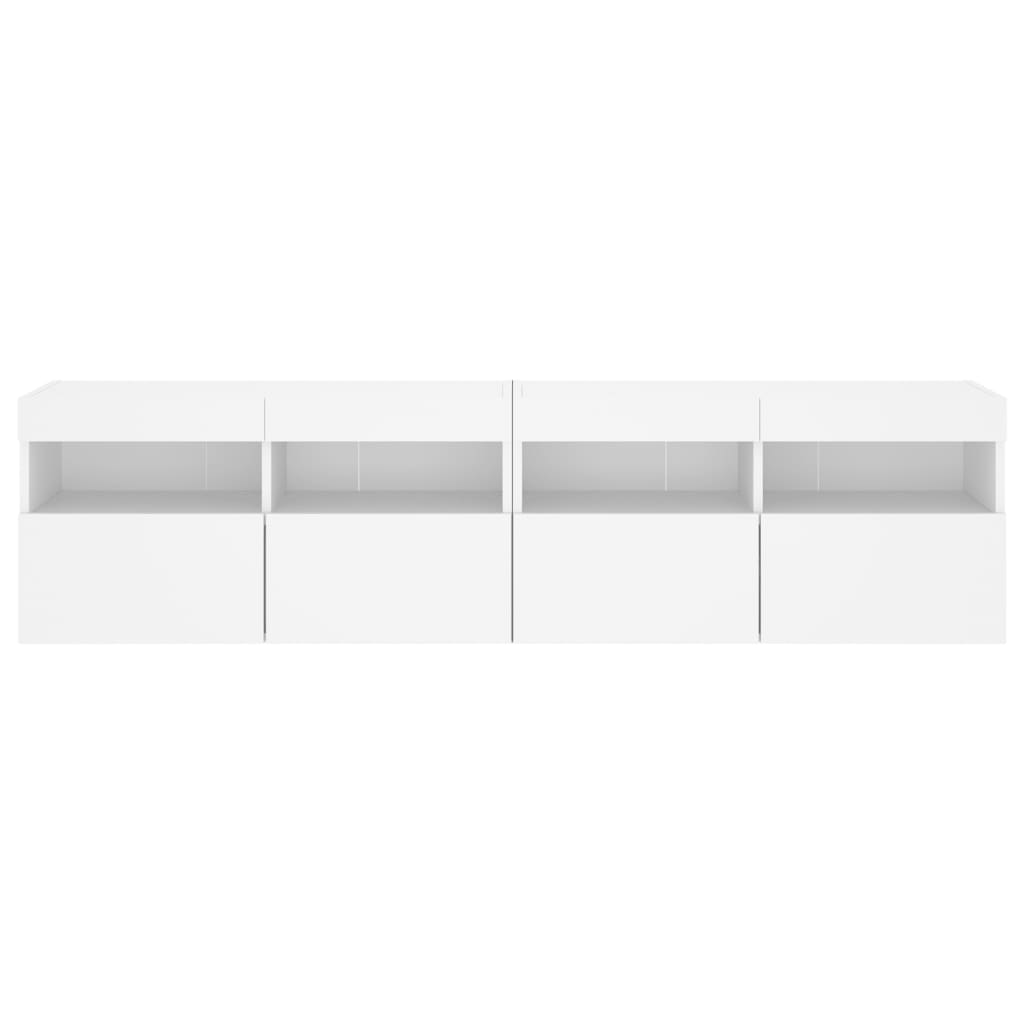 Móveis de parede p/ TV com luzes LED 2 pcs 80x30x40 cm branco