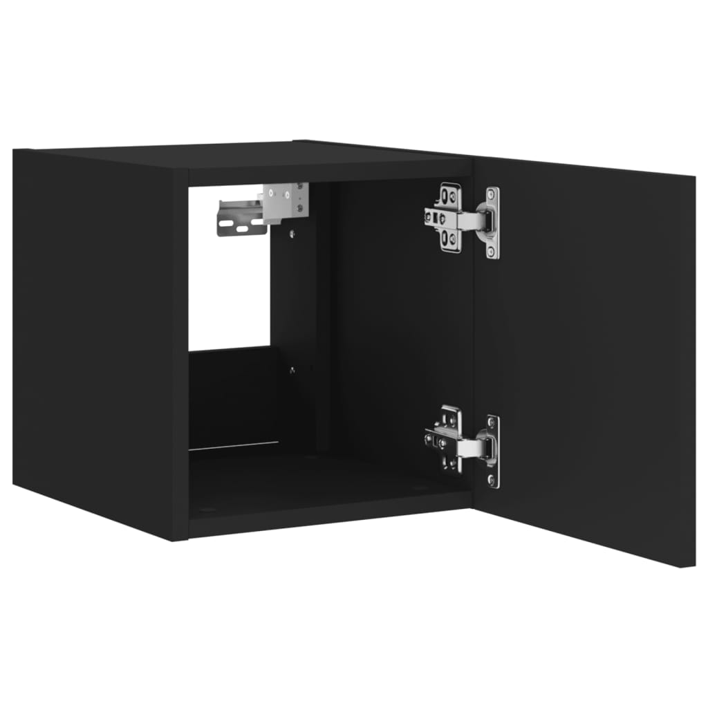 Móveis de parede p/ TV com luzes LED 2 pcs 30,5x35x30 cm preto