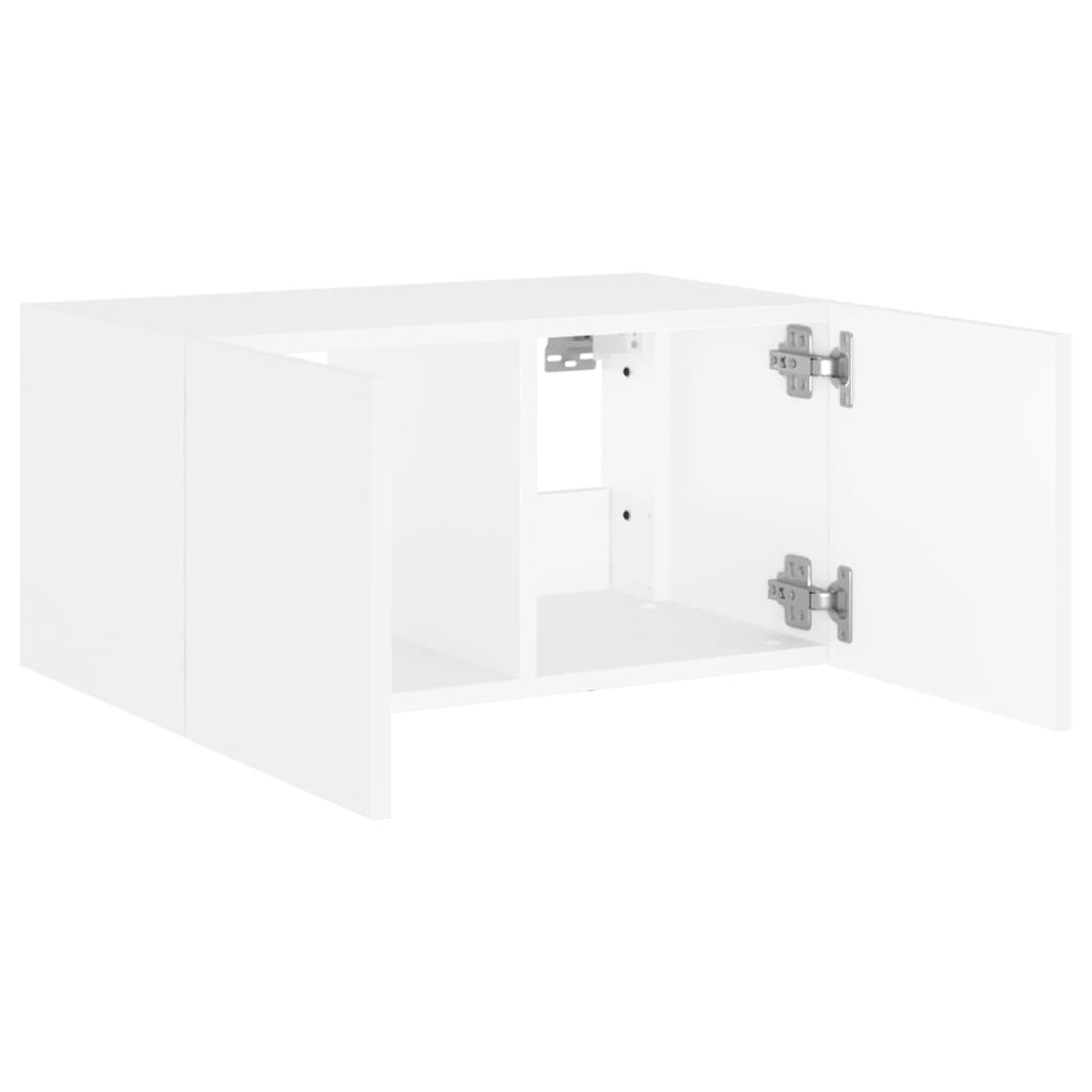 Móvel de parede para TV com luzes LED 60x35x31 cm branco