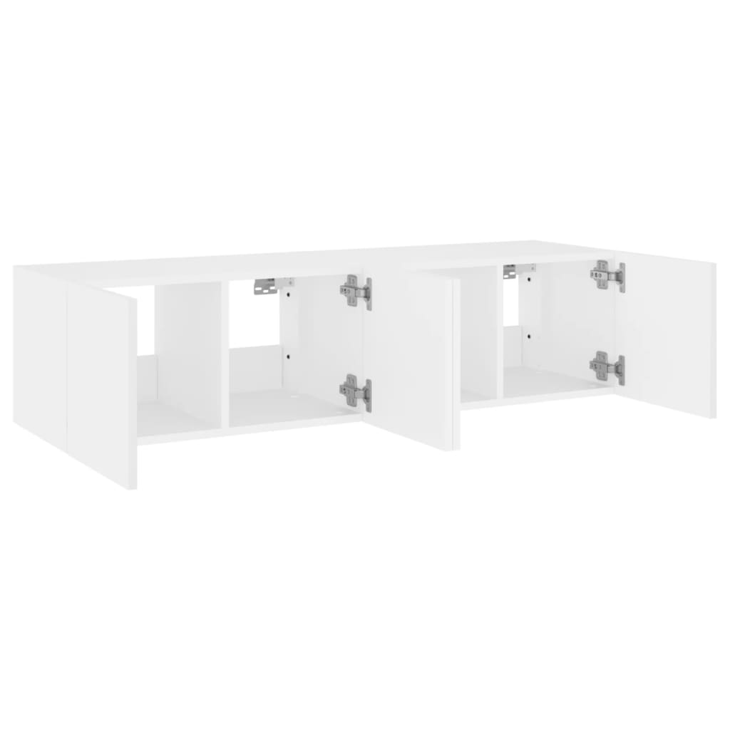 Móveis de parede p/ TV com luzes LED 2 pcs 60x35x31 cm branco