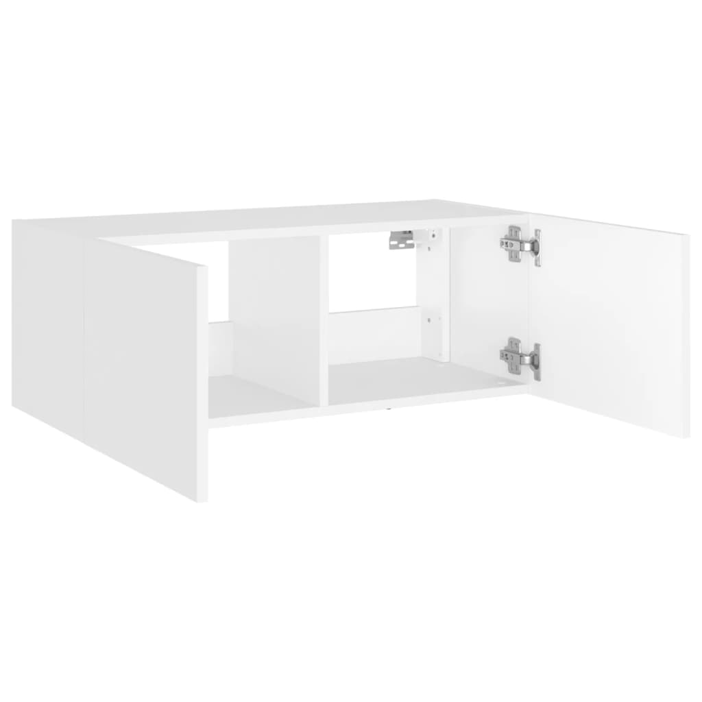 Móvel de parede para TV com luzes LED 80x35x31 cm branco