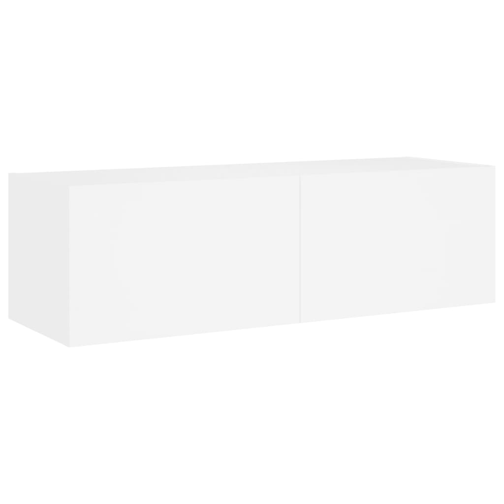 Móvel de parede para TV com luzes LED 100x35x31 cm branco