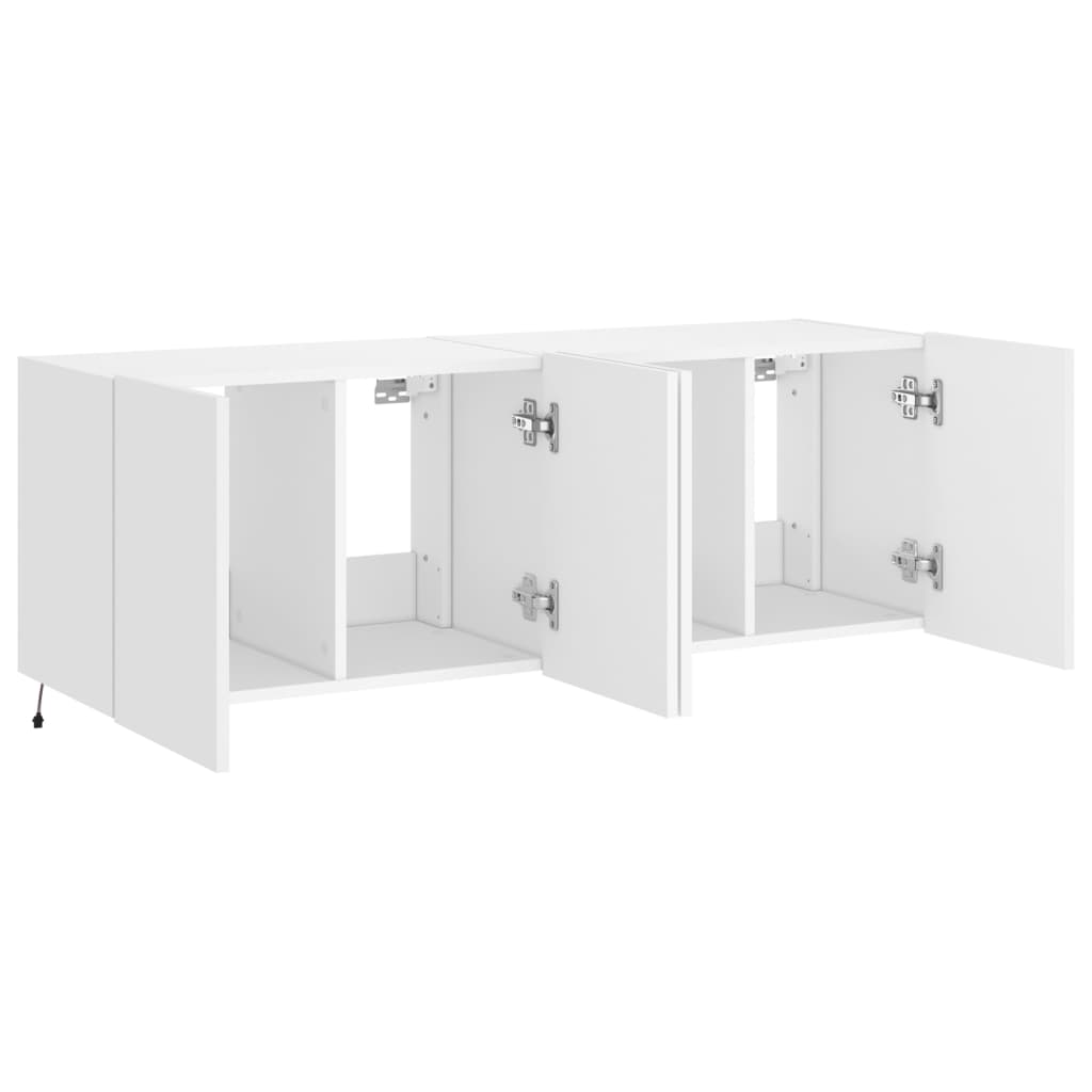 Móveis de parede p/ TV com luzes LED 2 pcs 60x35x41 cm branco