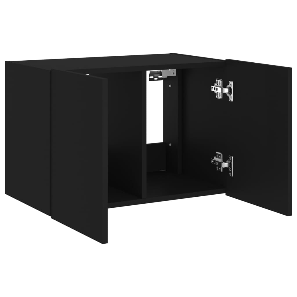 Móvel de parede para TV com luzes LED 60x35x41 cm preto