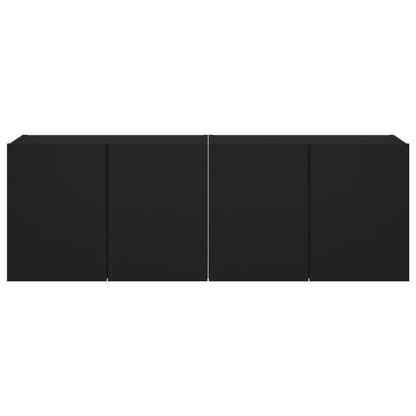 Móveis de parede p/ TV com luzes LED 2 pcs 60x35x41 cm preto