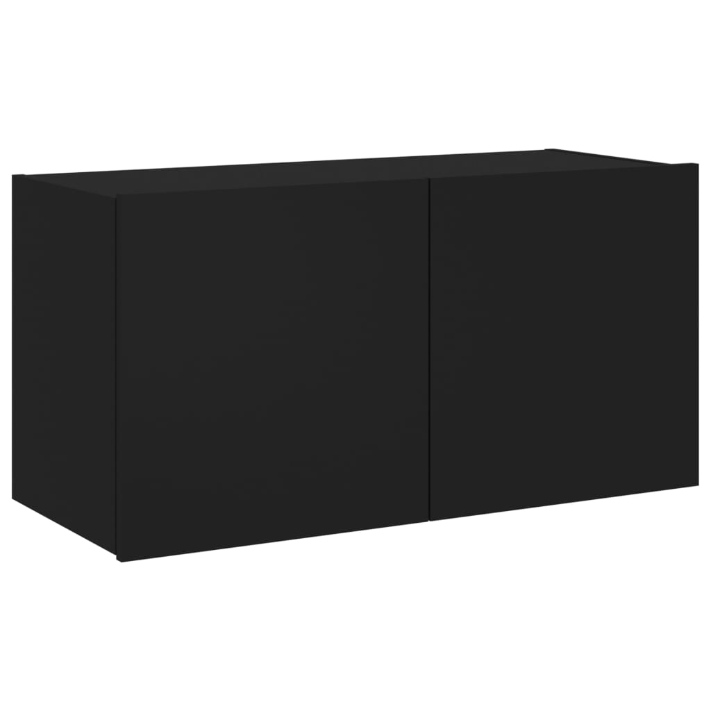 Móvel de parede para TV com luzes LED 80x35x41 cm preto