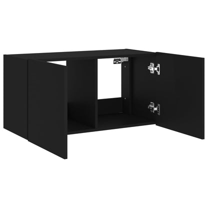 Móvel de parede para TV com luzes LED 80x35x41 cm preto