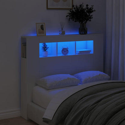 Cabeceira de Cama Giancarlo com Luzes LED - 120cm - Branco - Design Moderno