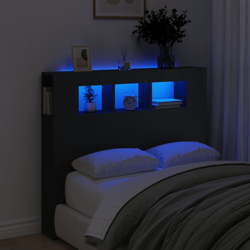 Cabeceira de Cama Giancarlo com Luzes LED - 120cm - Preto - Design Moderno