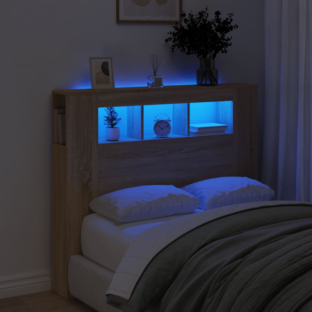 Cabeceira de Cama Giancarlo com Luzes LED - 120cm - Carvalho - Design Moderno