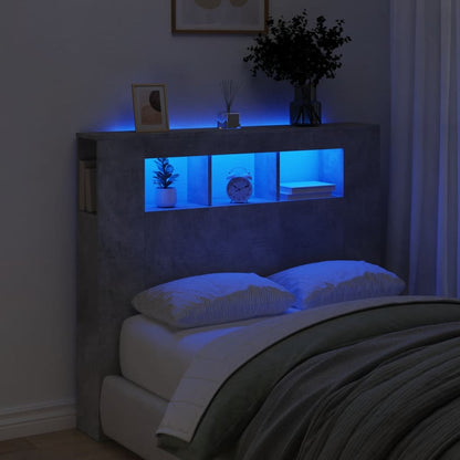 Cabeceira de Cama Giancarlo com Luzes LED - 120cm - Cinzento Cimento - Design Moderno