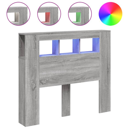 Cabeceira c/ LEDs 120x18,5x103,5 cm sonoma cinzento