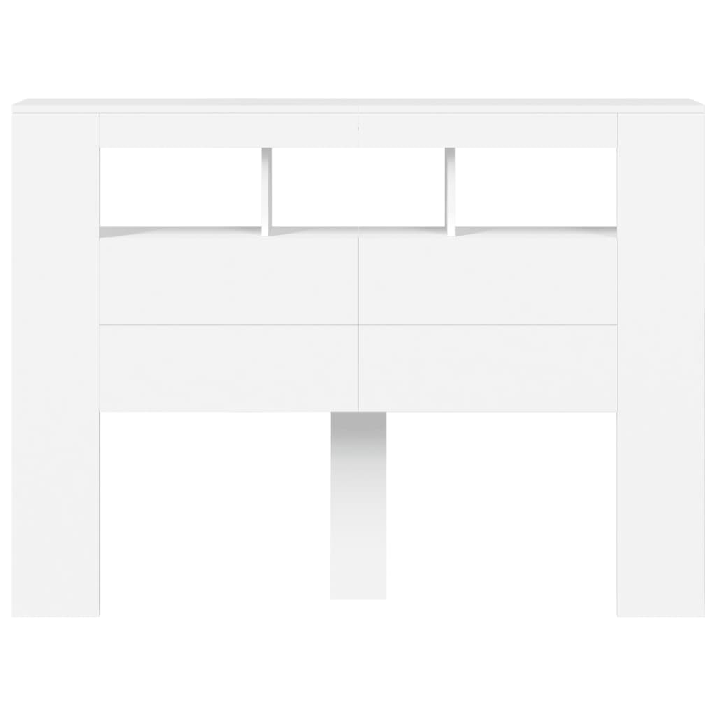 Cabeceira de Cama Giancarlo com Luzes LED - 140cm - Branco - Design Moderno