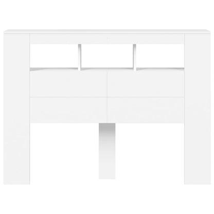 Cabeceira de Cama Giancarlo com Luzes LED - 140cm - Branco - Design Moderno