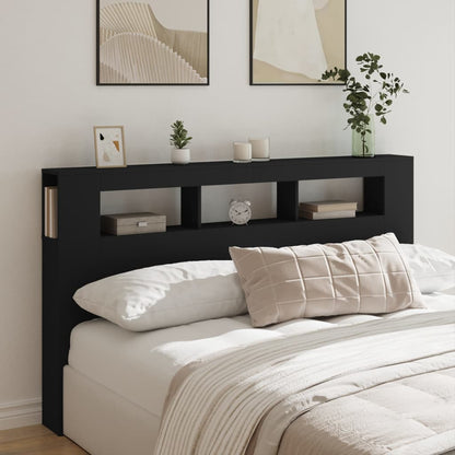 Cabeceira de Cama Giancarlo com Luzes LED - 180cm - Preto - Design Moderno