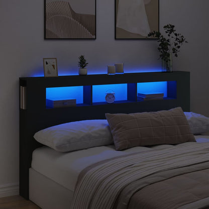 Cabeceira de Cama Giancarlo com Luzes LED - 180cm - Preto - Design Moderno