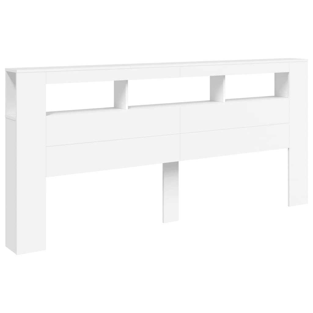 Cabeceira de Cama Giancarlo com Luzes LED - 220cm - Branco - Design Moderno