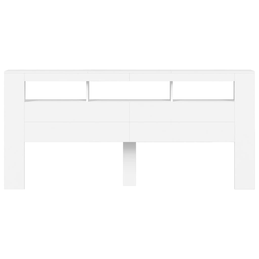 Cabeceira de Cama Giancarlo com Luzes LED - 220cm - Branco - Design Moderno