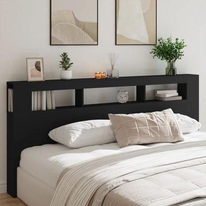 Cabeceira de Cama Giancarlo com Luzes LED - 220cm - Preto - Design Moderno