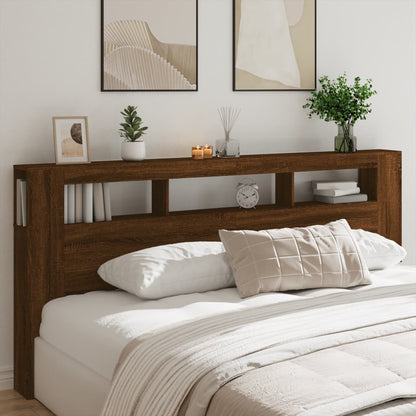 Cabeceira de Cama Giancarlo com Luzes LED - 220cm - Castanho - Design Moderno