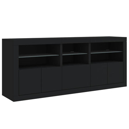 Aparador com luzes LED 162x37x67 cm preto