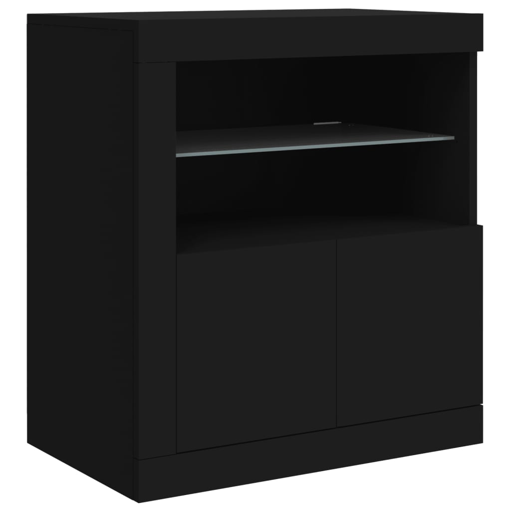 Aparador com luzes LED 162x37x67 cm preto