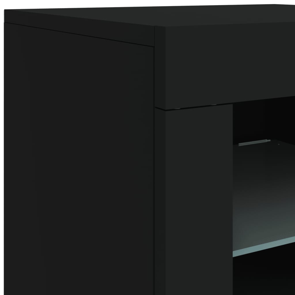 Aparador com luzes LED 162x37x67 cm preto