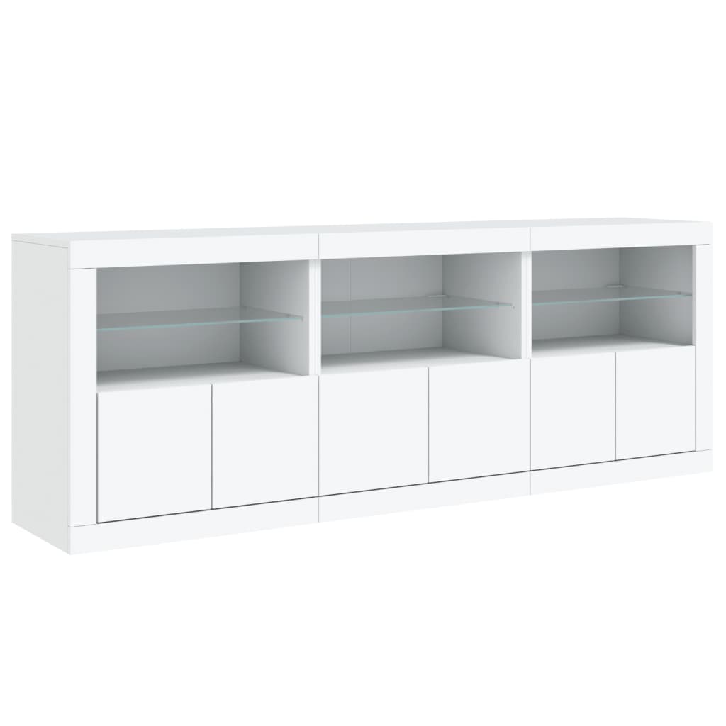 Aparador com luzes LED 181,5x37x67 cm branco