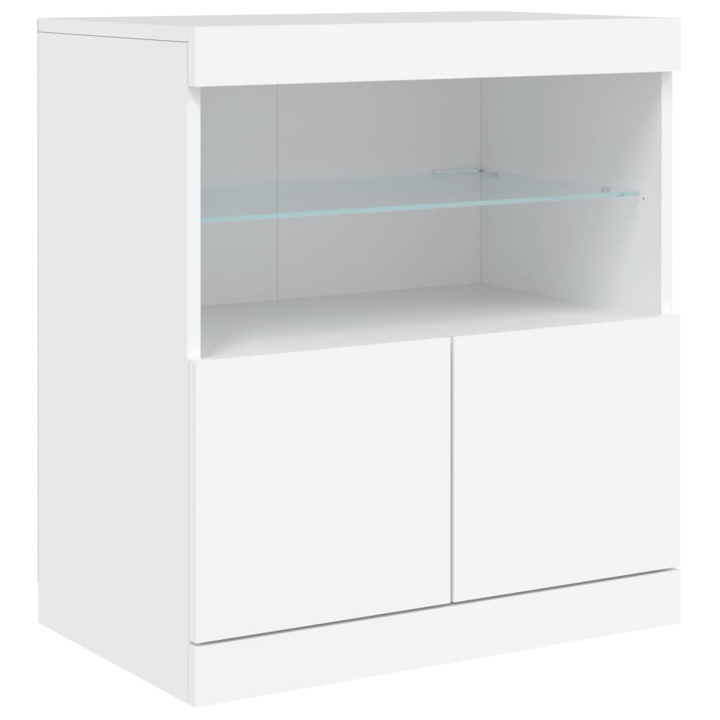 Aparador com luzes LED 181,5x37x67 cm branco