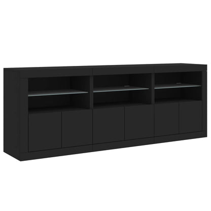 Aparador com luzes LED 181,5x37x67 cm preto