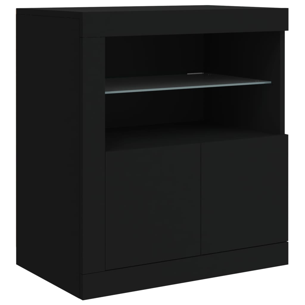 Aparador com luzes LED 181,5x37x67 cm preto