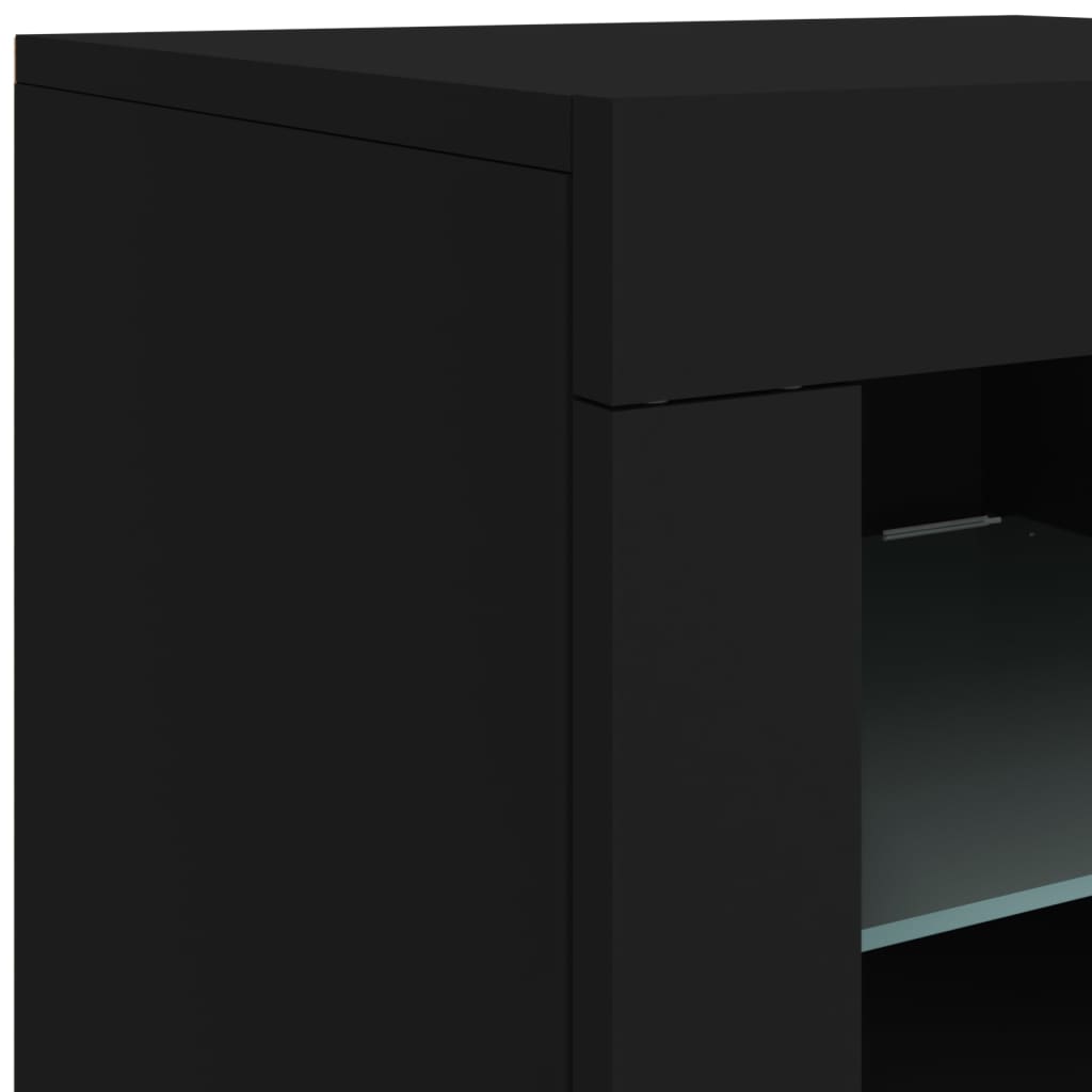 Aparador com luzes LED 181,5x37x67 cm preto