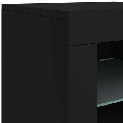 Aparador com luzes LED 181,5x37x67 cm preto