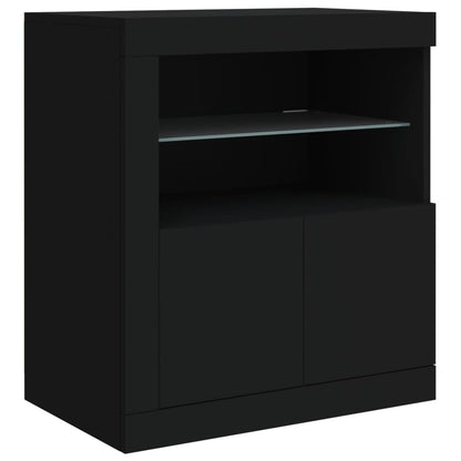 Aparador com luzes LED 202x37x67 cm preto