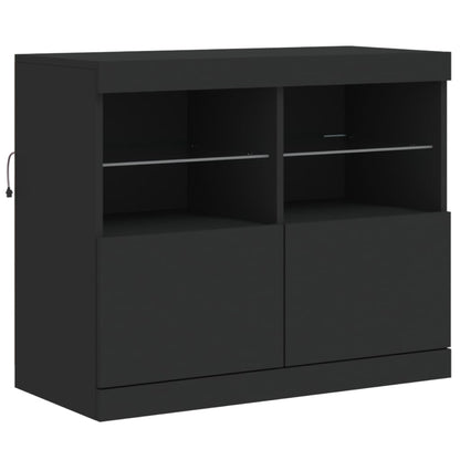 Aparador com luzes LED 202x37x67 cm preto