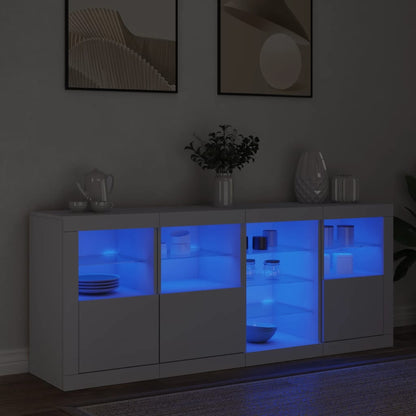 Aparador com luzes LED 164x37x67 cm branco