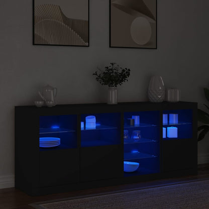 Aparador com luzes LED 164x37x67 cm preto