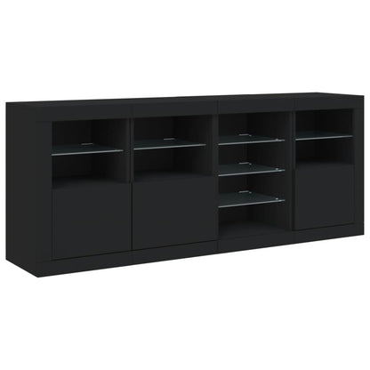 Aparador com luzes LED 164x37x67 cm preto