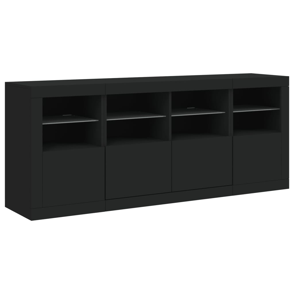 Aparador com luzes LED 163x37x67 cm preto