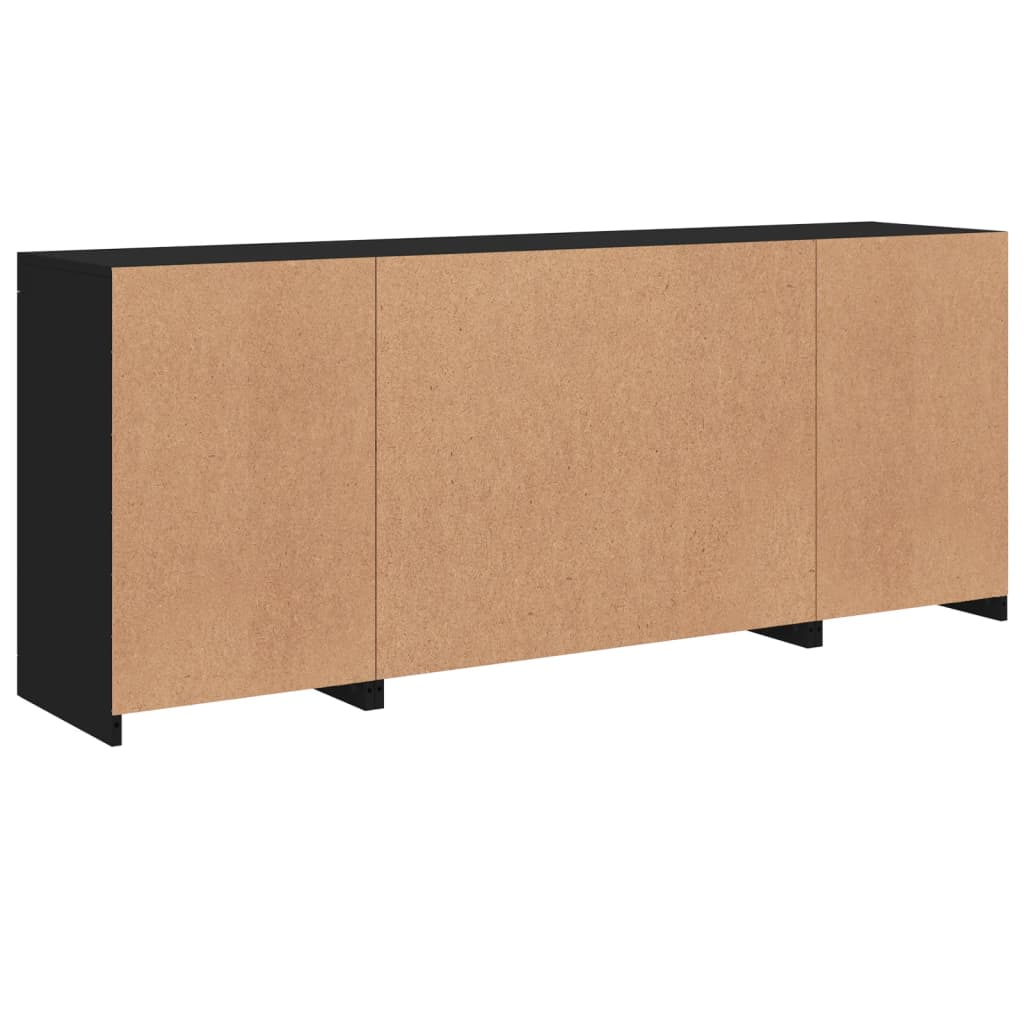 Aparador com luzes LED 163x37x67 cm preto