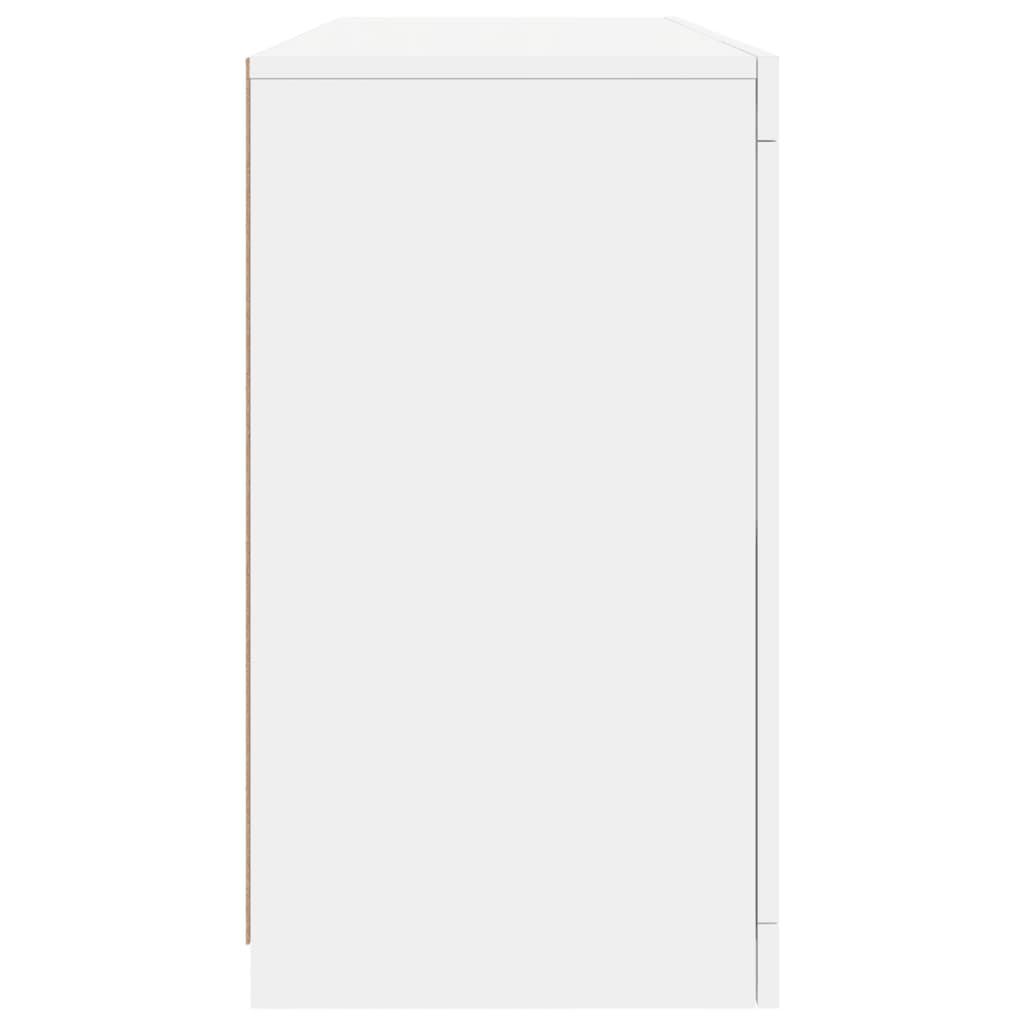 Aparador Carminho - Com Luzes LED -  142,5x37x67 cm - Cor Branco - Em Derivados de Madeira e Vidro - Design Nórdico